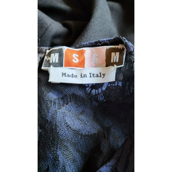 MSGM Lace Panel Mini Dress IT38 | Viscose‎ Blend | Black/Navy | Bodycon - Picture 2 of 8